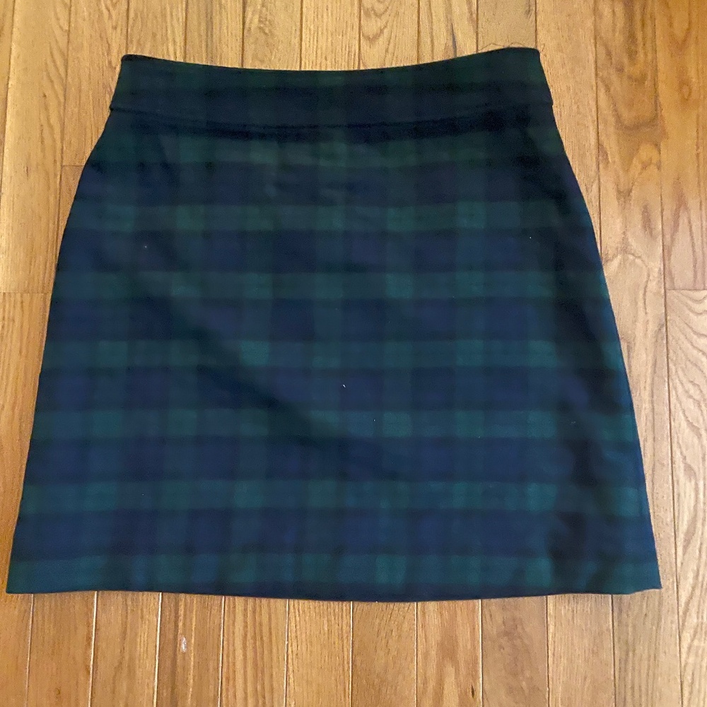 J Crew Blackwatch Plaid Wool Skirt